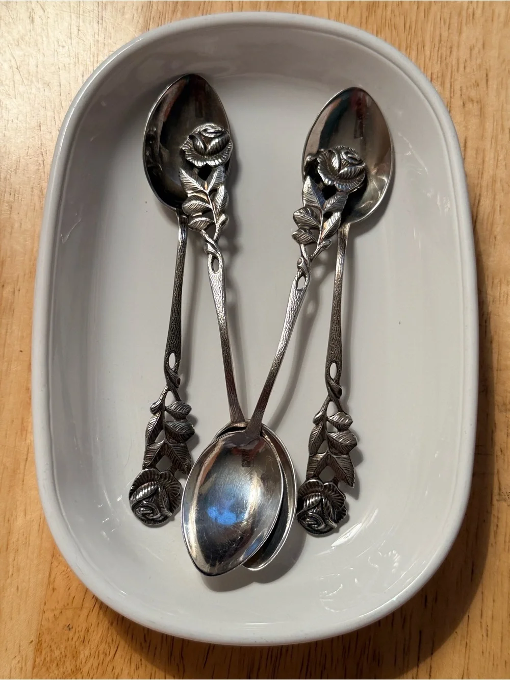 Hildesheimer Rose Handle Silver-Plate Serving Spoon Set of 4 p